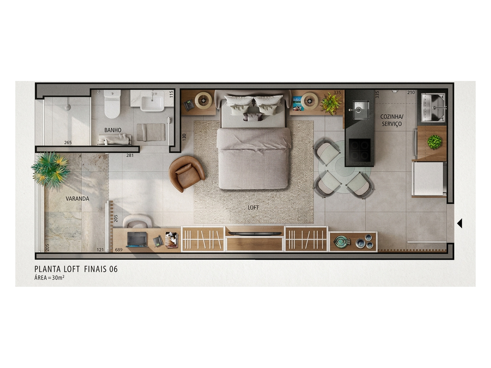 Planta ilustrativa do loft